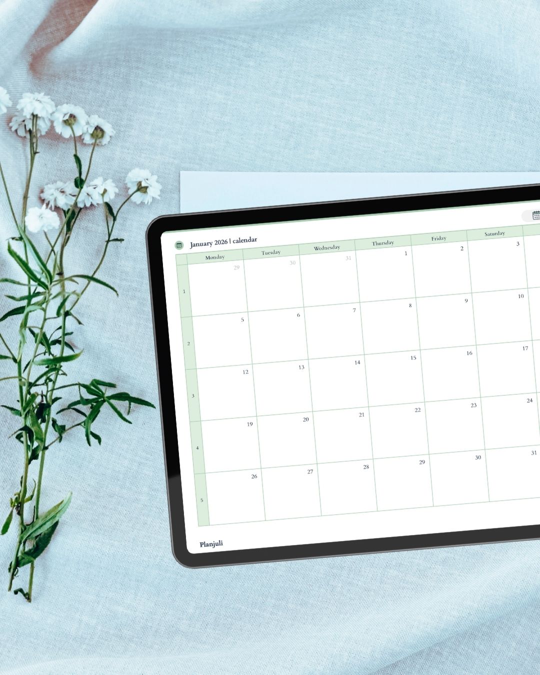 Digital Planner 2026, Pastel Green