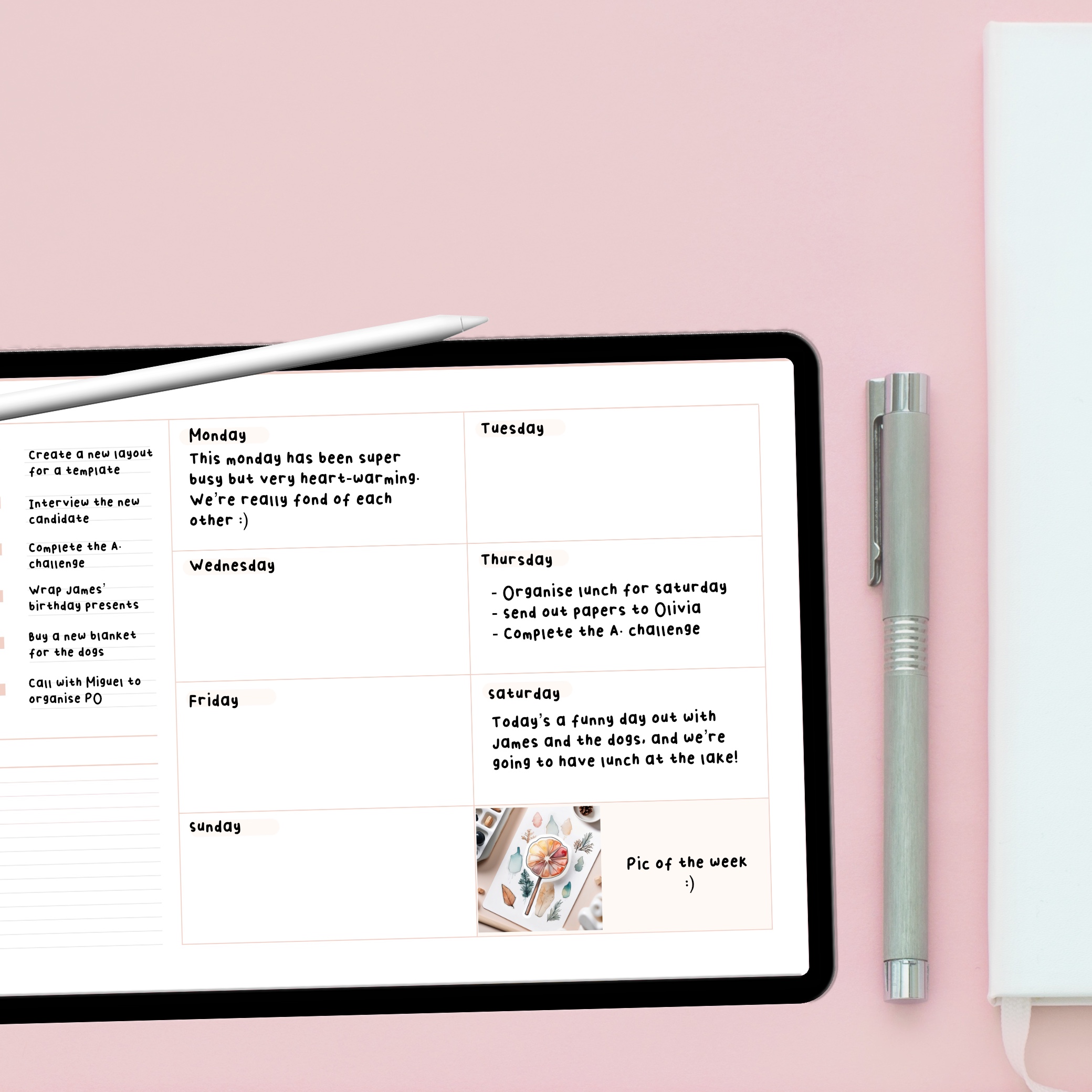 A colourful image of a beginner-friendly digital planner spread