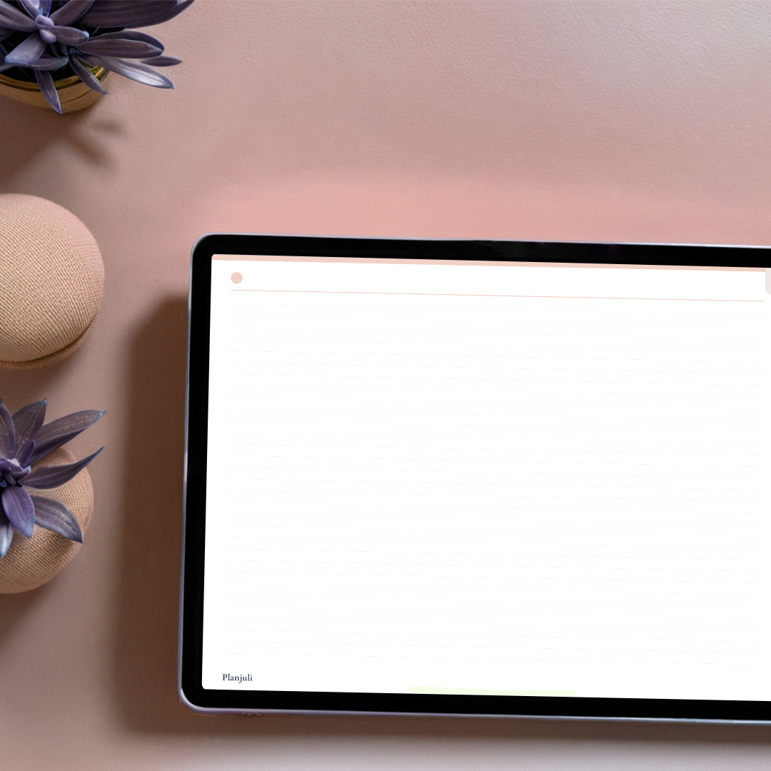 Quaderno con righe, all'interno del digital planner Planjuli nel colore simposio d'avorio