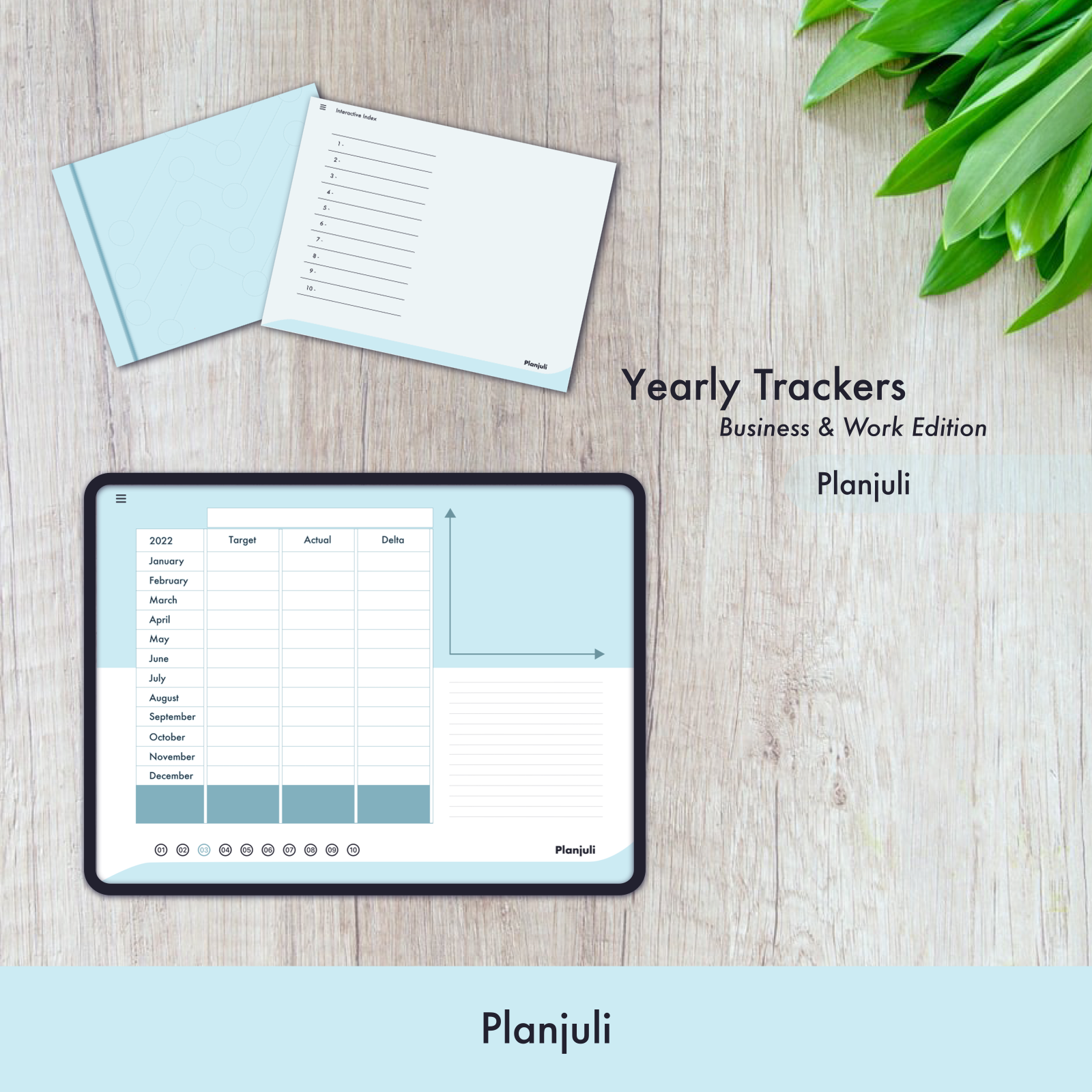 Scorecard Planjuli, tracker digitale per KPI, disponibile nel colore Ghiaccio Elegante