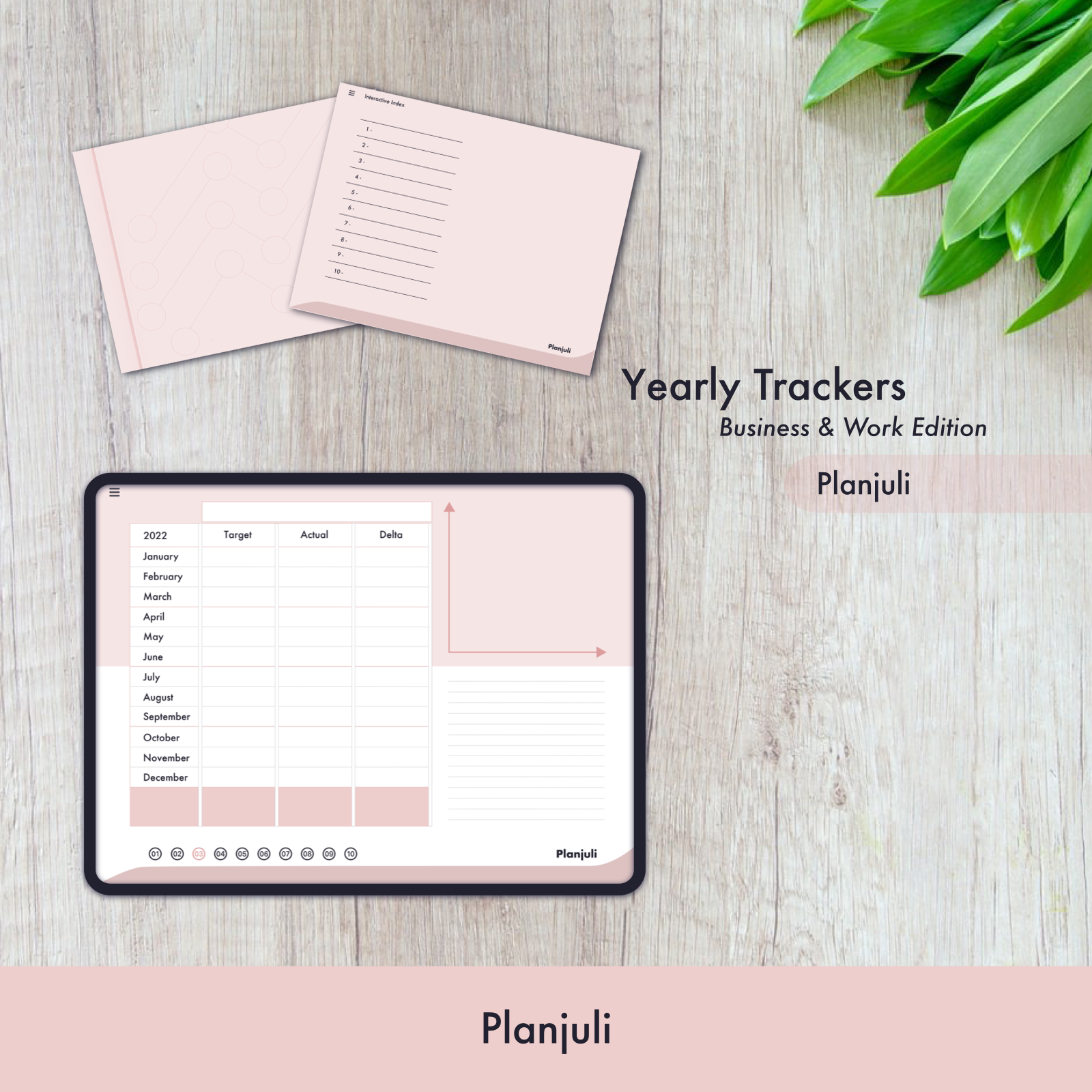 Planjuli Scorecard, Digital KPI Tracker in the clour palette Antique Rose
